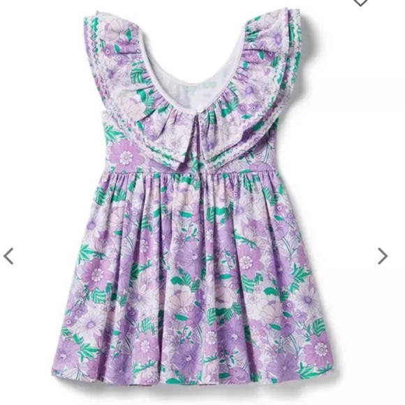 Janie and Jack Lilac Breeze Floral Ruffle Collar Dress SIZE 3 - Picture 2 of 5